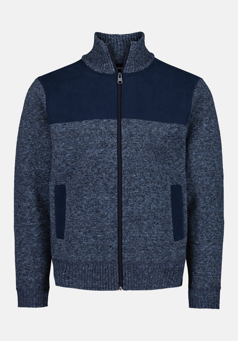 MEN’S WINDBLOCK MOLE YARN KNIT BLOUSON Wando Men's Relaxed Full-Zip Knit Jacket, WHALE – Buffalo Jeans