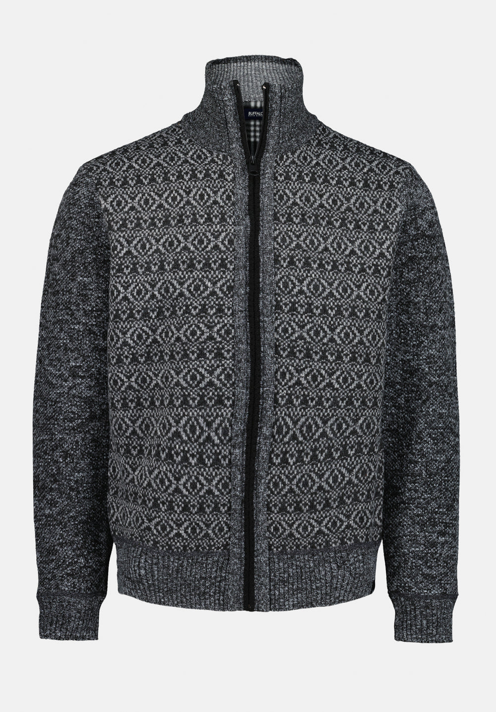 Winlow Men's Lined Fair Isle Full-Zip Sweater, Heather Grey