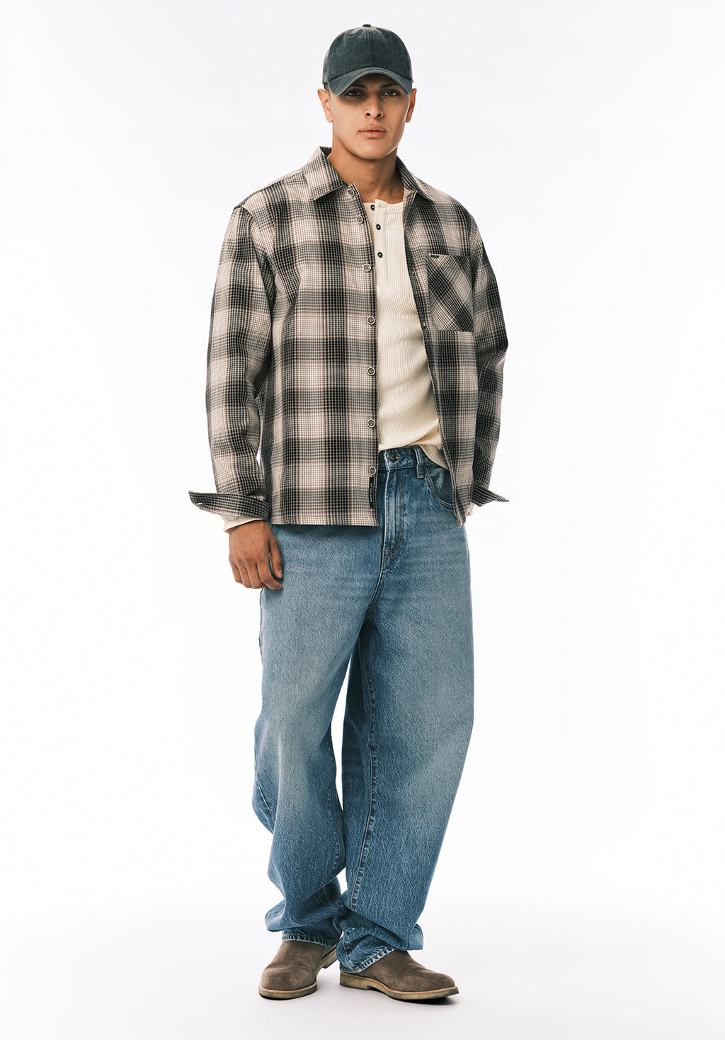 Buffalo Jeans Men's Samuel Long Sleeve Plaid Shirt, Charcoal