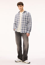 Buffalo Men Shirts Blue Woven Woven Long Sleeve Long Sleeve Chest Pocket