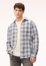 Buffalo Men Shirts Blue Woven Woven Long Sleeve Long Sleeve Chest Pocket