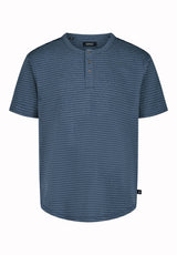 Buffalo David Bitton Kehlani Men’s Striped Short Sleeve Henley COLOR Vintage Indigo 