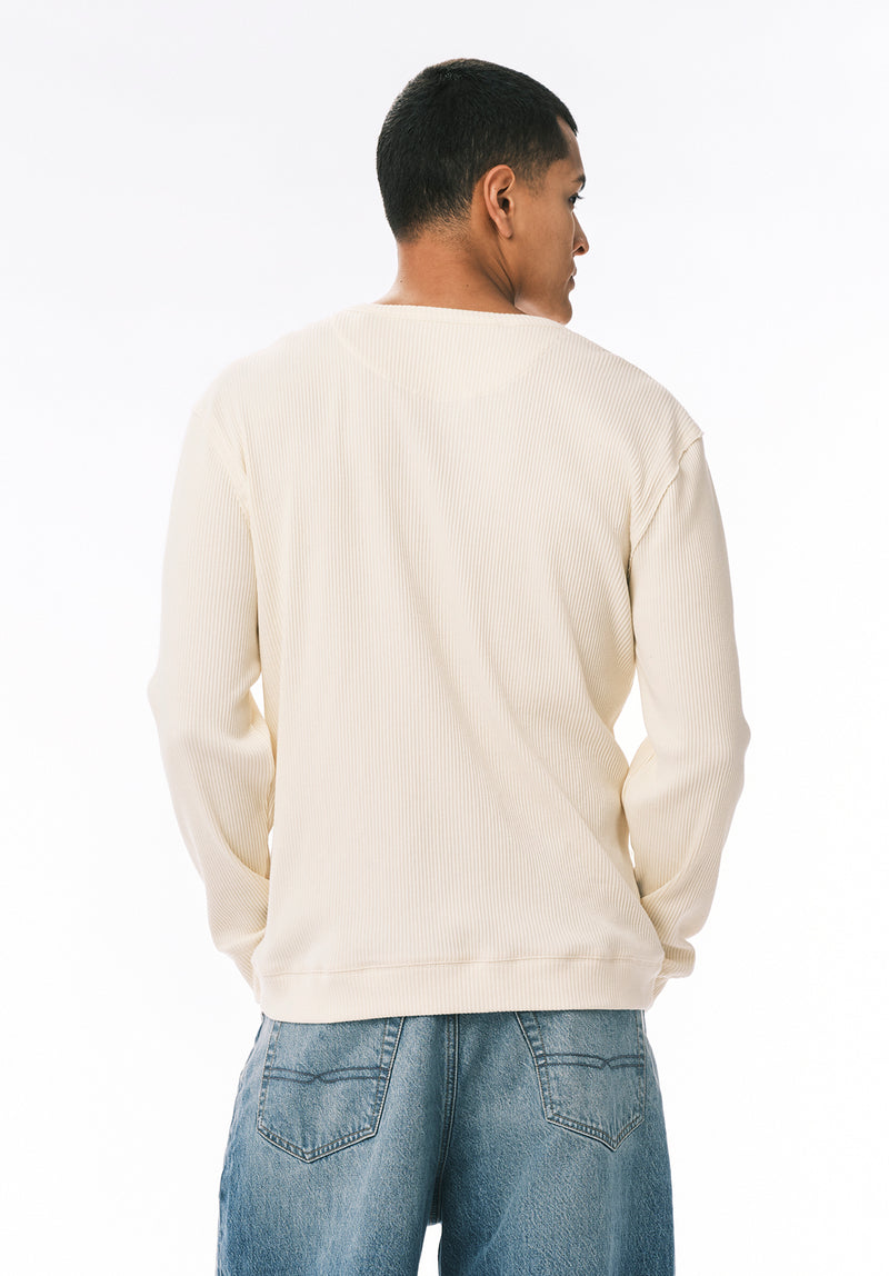 Kendro Men’s Long-Sleeve Henley Top, Buttercream - BM24762
