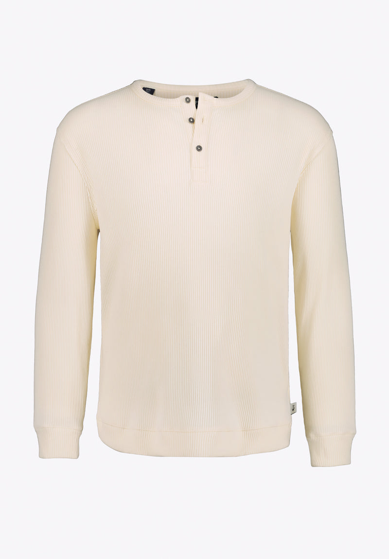 Kendro Men’s Long-Sleeve Henley Top, Buttercream - BM24762
