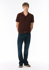 Wasko Men's Short Sleeve Sweater Shirt, Decadent Chocolate - BM24766