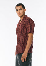 Sandro Men's Printed Short-Sleeve Camp Shirt, Decadent Chocolate - BM24768