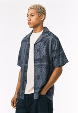 Buffalo David Bitton Sandro Men’s Printed Short Sleeve Camp Shirt COLOR Mirage 