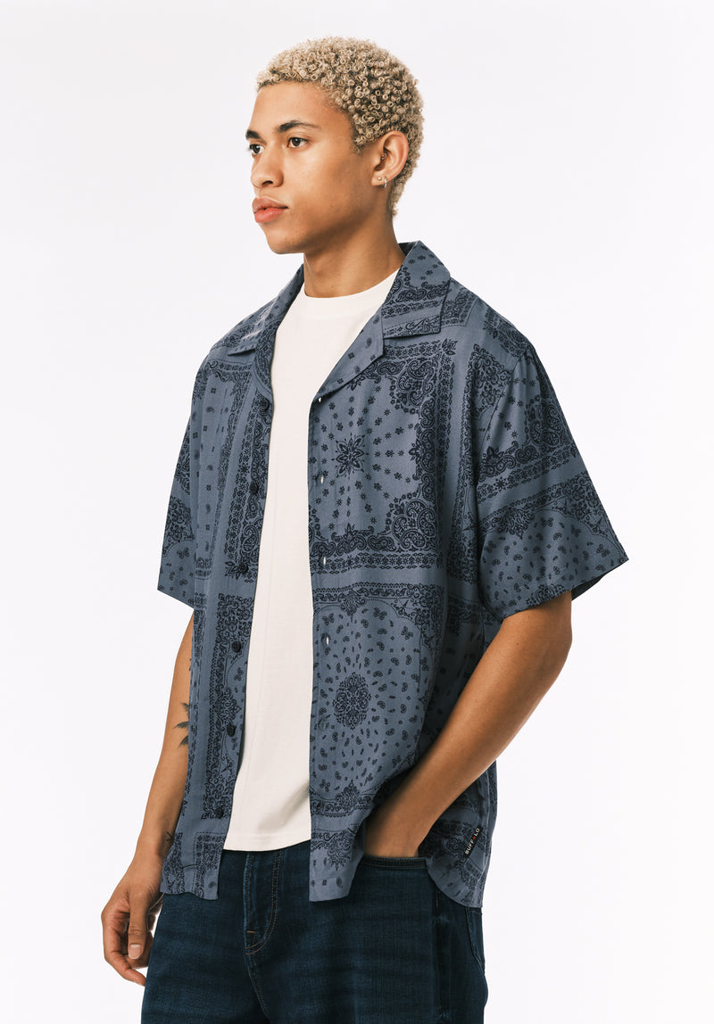 Sandro Men's Short Sleeve Printed Camp Shirt, Mirage – Buffalo Jeans