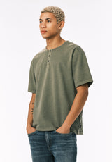 Buffalo David Bitton Kandor Men’s Short Sleeve Henley COLOR Army Green 
