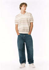 Buffalo David Bitton Wildero Men's Short Sleeve Sweater Polo COLOR Moonbeam 