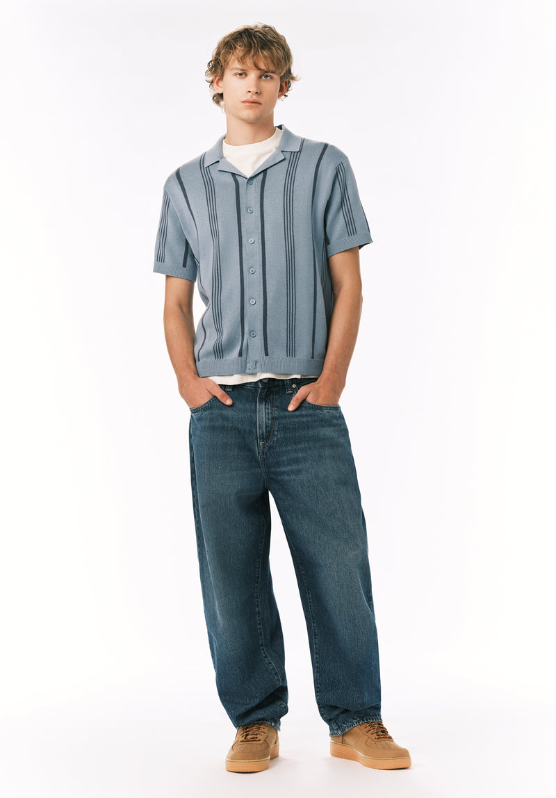 Waldir Men's Short Sleeve Sweater Shirt, Faded Denim – Buffalo Jeans