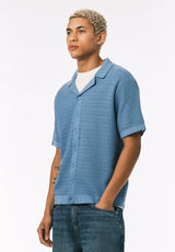 Buffalo David Bitton Waldir Men’s Short Sleeve Sweater Shirt COLOR Silver Lake Blue 