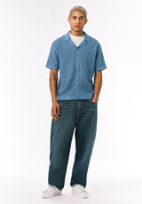 Buffalo David Bitton Waldir Men’s Short Sleeve Sweater Shirt COLOR Silver Lake Blue 