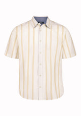 Buffalo David Bitton Sulian Men’s Short Sleeve Striped Shirt COLOR Milk 