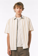 Buffalo David Bitton Sulian Men’s Short Sleeve Striped Shirt COLOR Milk 