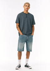 Buffalo David Bitton Kandido Men’s Striped Short Sleeve Henley COLOR Mirage 