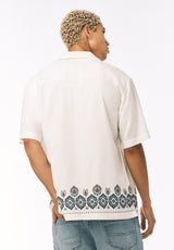 Buffalo David Bitton Sandro Men’s Short Sleeve Printed Camp Shirt COLOR Milk 