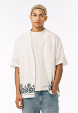 Buffalo David Bitton Sandro Men’s Short Sleeve Printed Camp Shirt COLOR Milk 