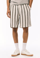 Buffalo David Bitton Haladir Men’s Striped Pull-On Shorts COLOR Milk 