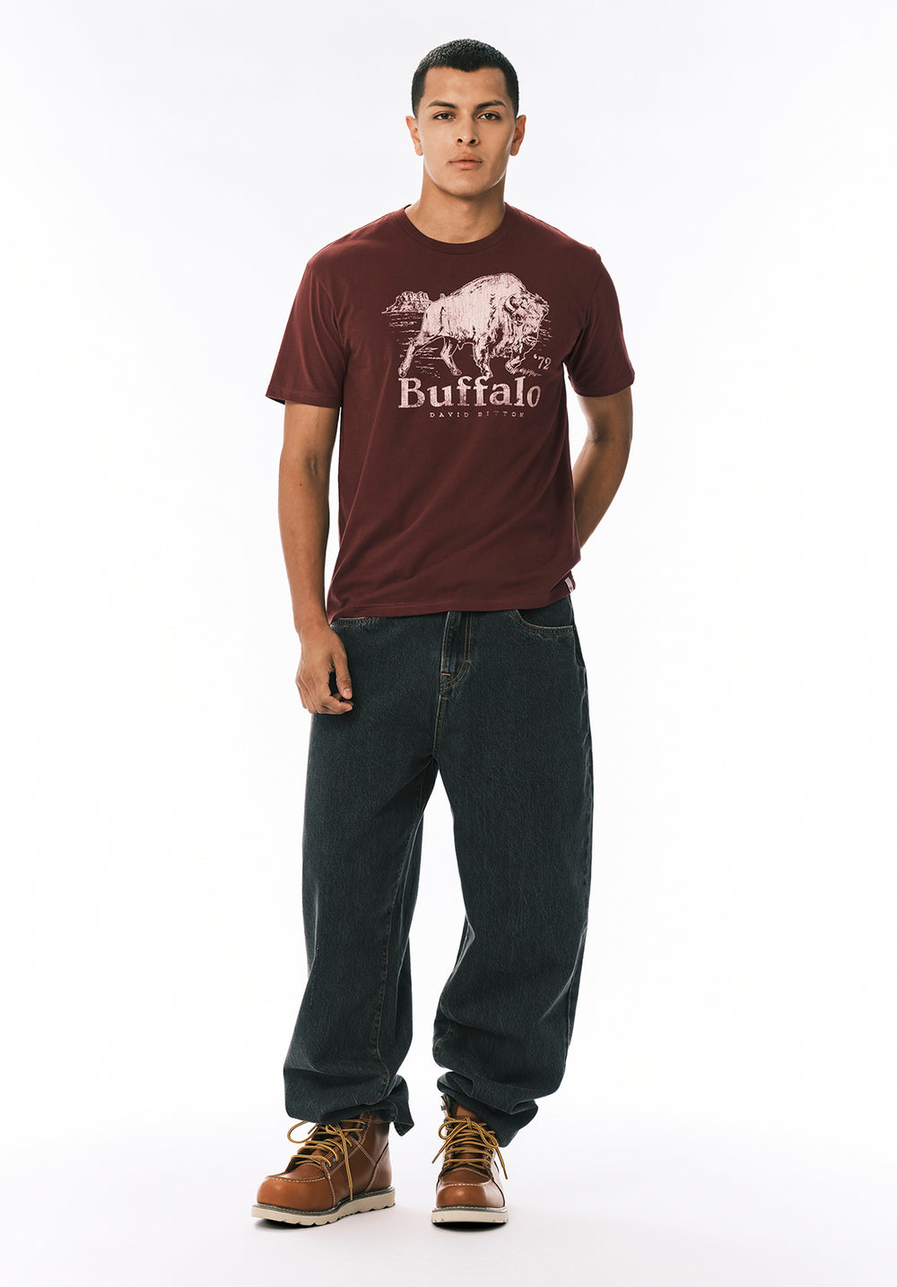 Turbaco Men's Buffalo Print Graphic Tee, Decadent Chocolate