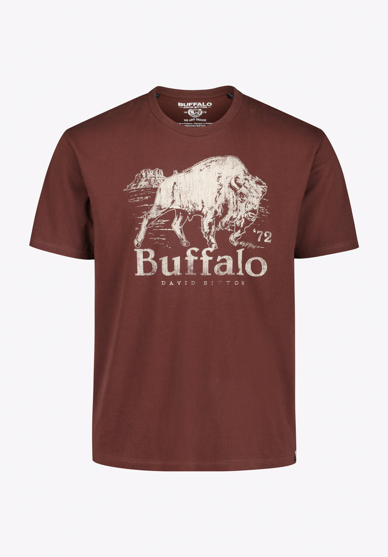 Turbaco Men's Buffalo Print Graphic Tee, Decadent Chocolate