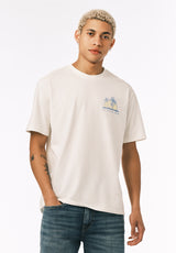 Buffalo David Bitton Tazro Men’s Tropical Palm And Gin Graphic Tee COLOR Milk 