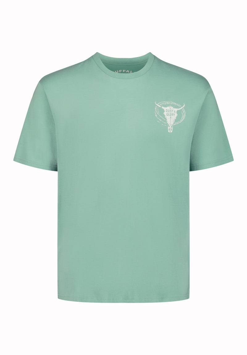 Teyze Men's Dust & Glory Skull Print Graphic Tee, Creme De Menthe