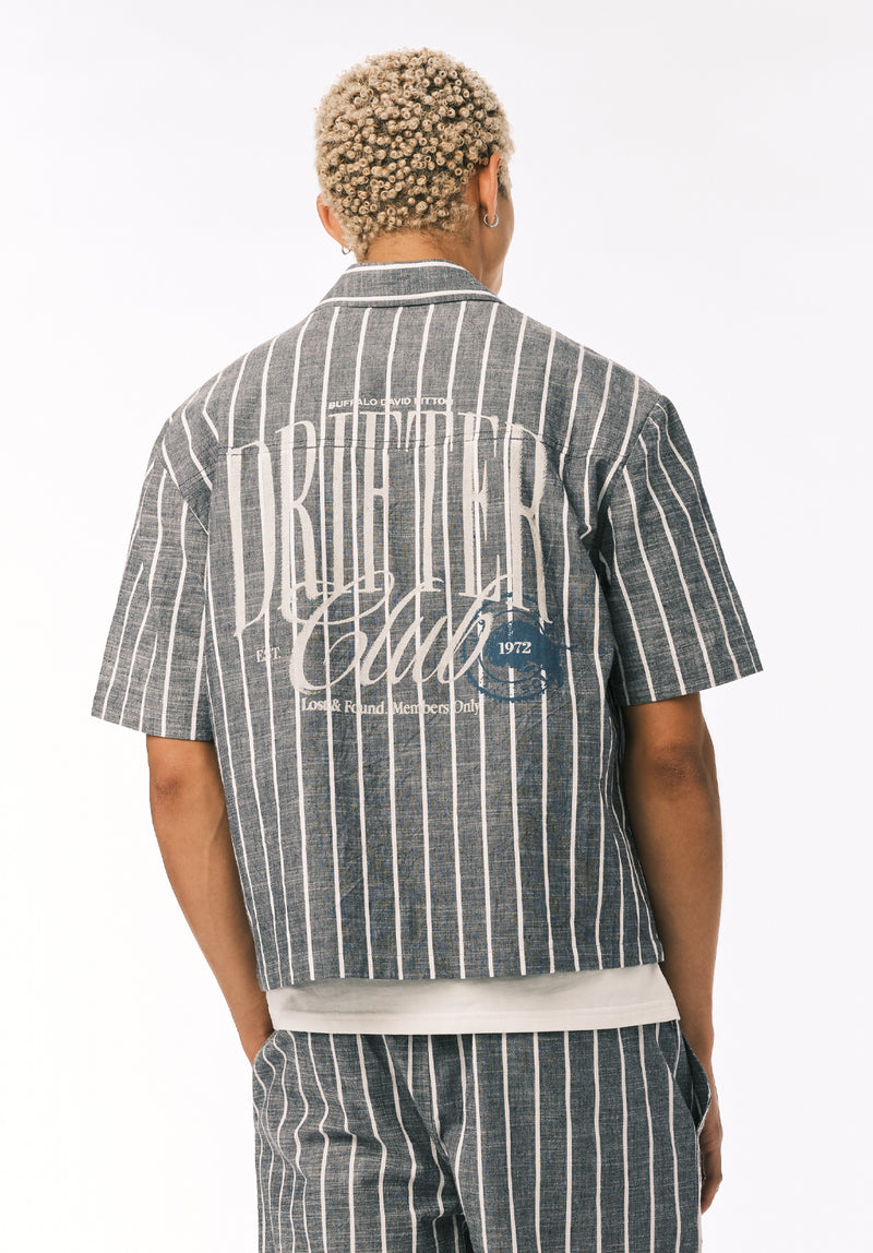 Scott Men's Short Sleeve Striped Boxy Cropped Shirt, Whale