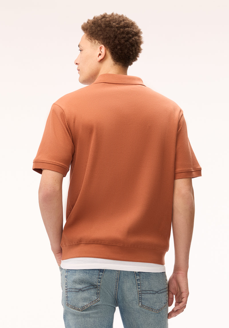 Kido Men's Short Sleeve Ribbed Polo, Coconut Shell – Buffalo Jeans