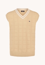 Buffalo Men Sweaters Beige Knit Sweaters V-Neckline Ribbed Hem