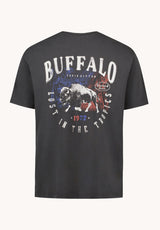 Buffalo Men T-Shirts Black Knit Tees Short Sleeve Buffalo Print 