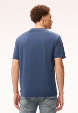 Buffalo Men T-Shirts Navy Knit Tees Short Sleeve Distressed Detailing 
