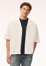 Buffalo David Bitton Slate Men's Tropical Back Graphic Short Sleeve Shirt, Milk 
