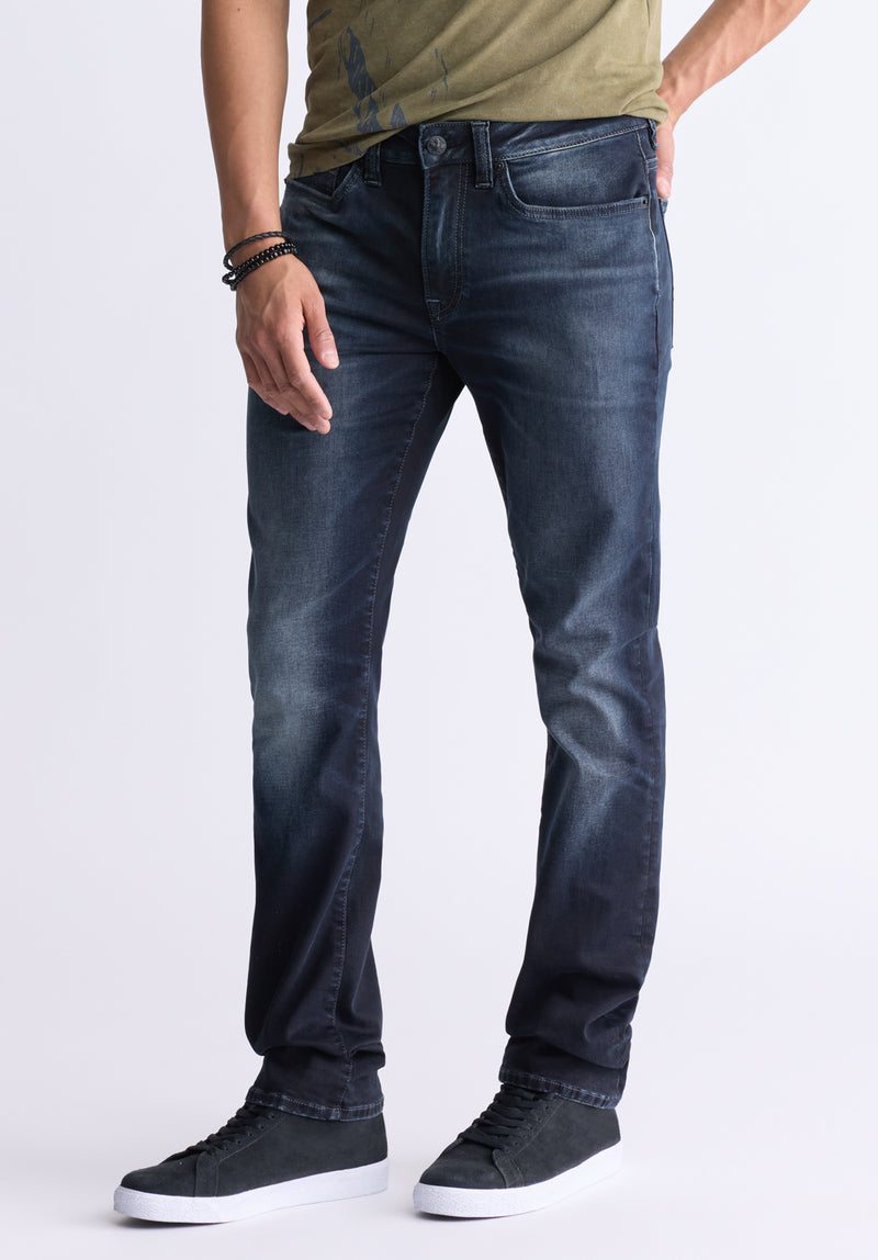 Buffalo David Bitton Men's Ash Slim Fit Denim Jeans - Black, 44x34, Stretch Cotton