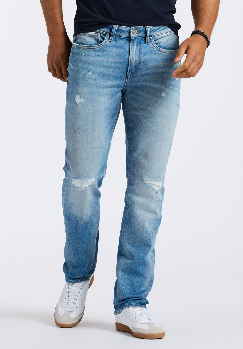 Straight Six Men's Distressed Jeans, Light Vintage Blue – Buffalo
