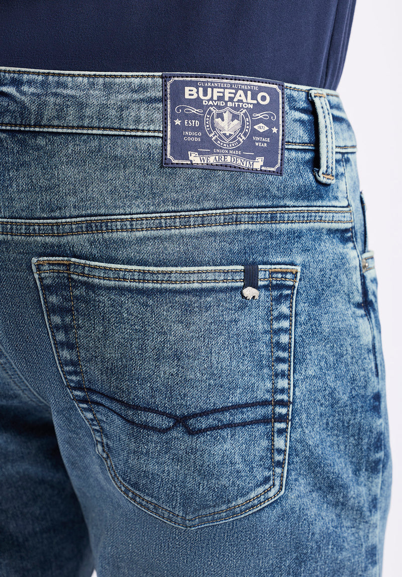 Jeans Uomo Buffalo David Bitton Slim Ash, Sablee, Vita 36 Lunghezza 30, Denim Elasticizzato Comfort