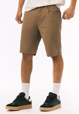 Buffalo David Bitton Relaxed Straight Dean Men's Freedom Flex Shorts COLOR Dark Beige 