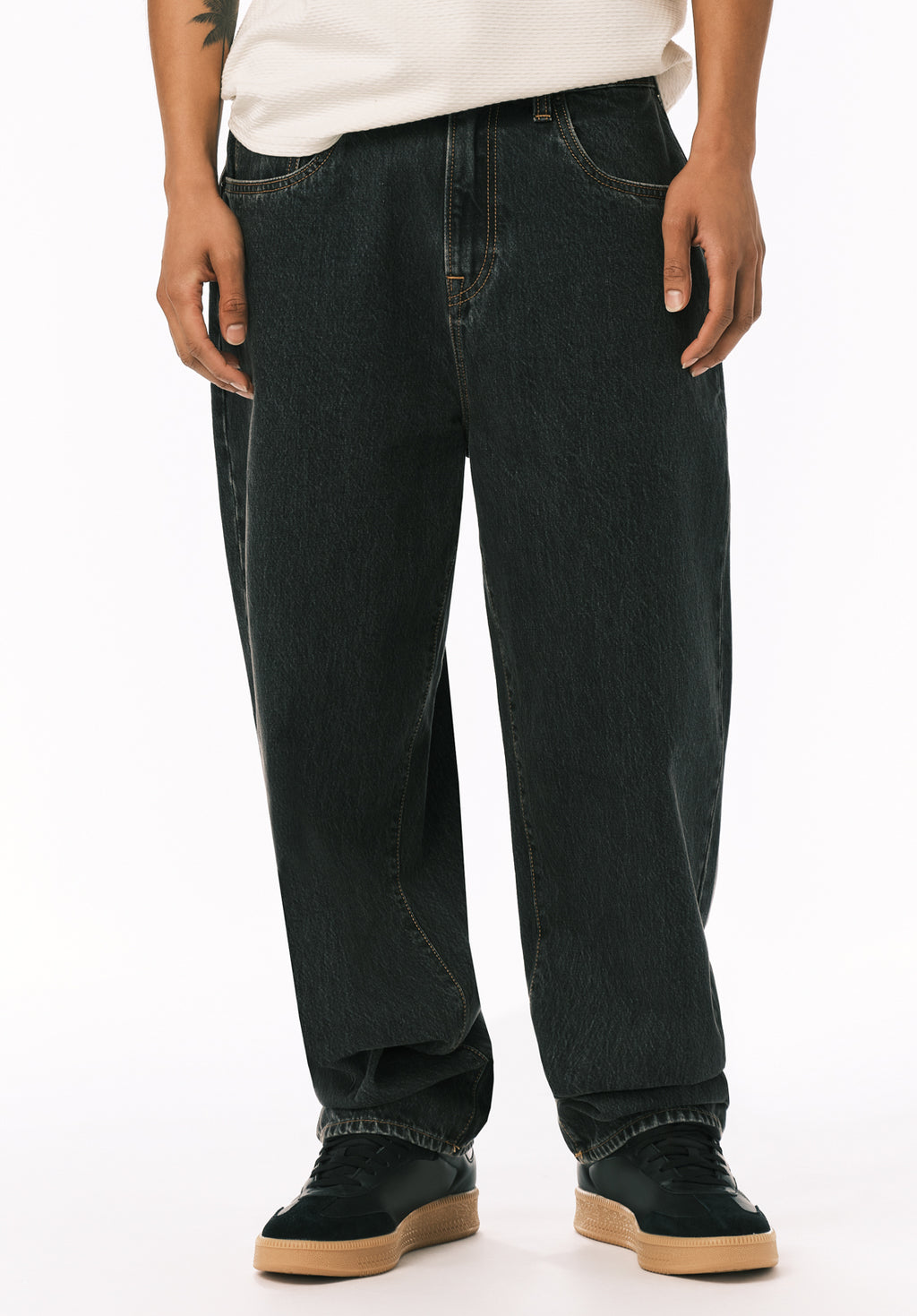 MASU FADED BAGGY FIT JEANS BLACK size 46 Faded Mid Black Loose Fit 