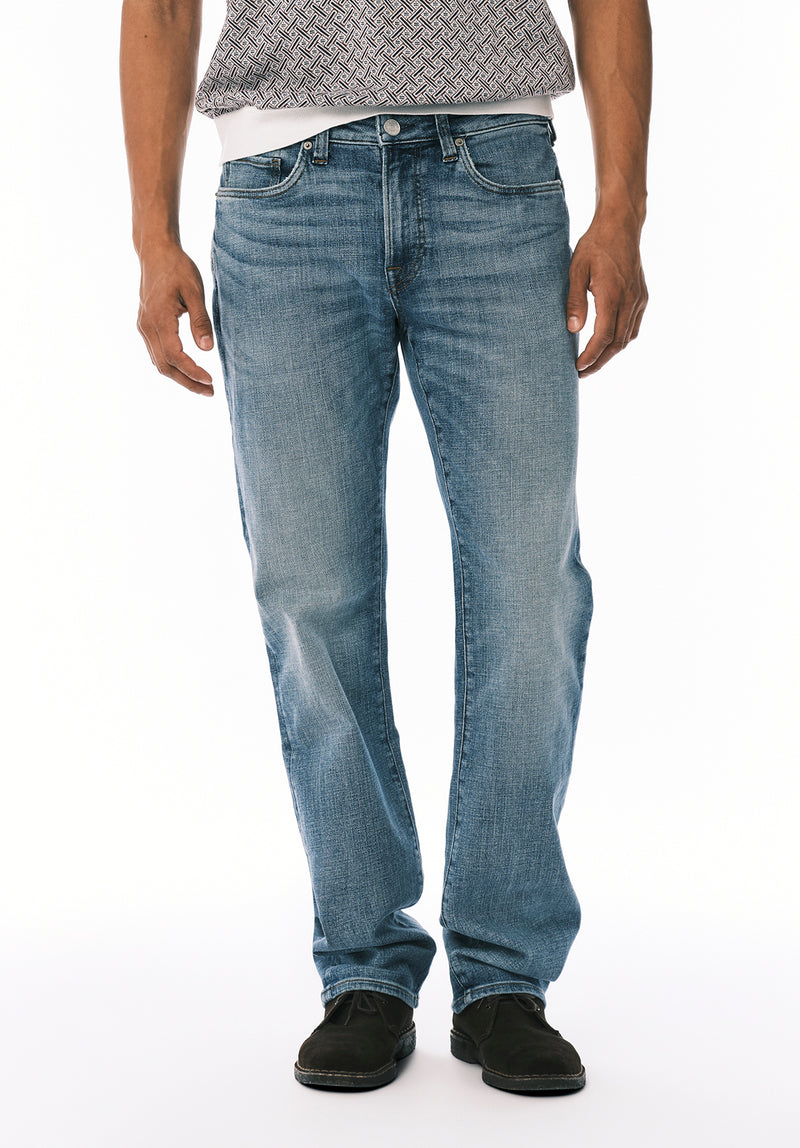 Relaxed Straight Driven Men's Jeans, Worn Out Blue - BM26155