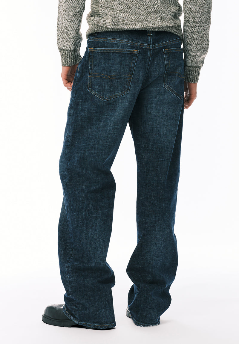 Loose Fit Matt Men's Jeans, Used And Worn Indigo - BM26157