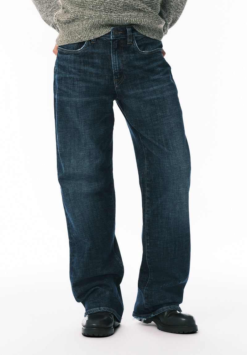 Loose Fit Matt Men's Jeans, Used And Worn Indigo - BM26157