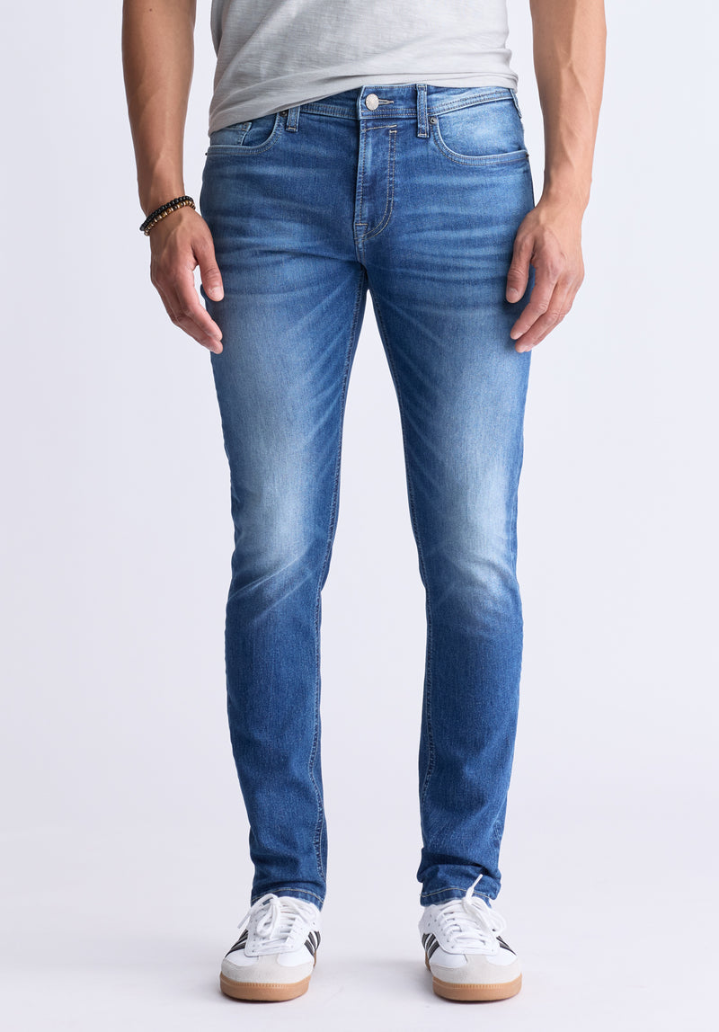 Evan-X Denim Men's Slim Straight Leg Jeans, Medium Blue – Buffalo