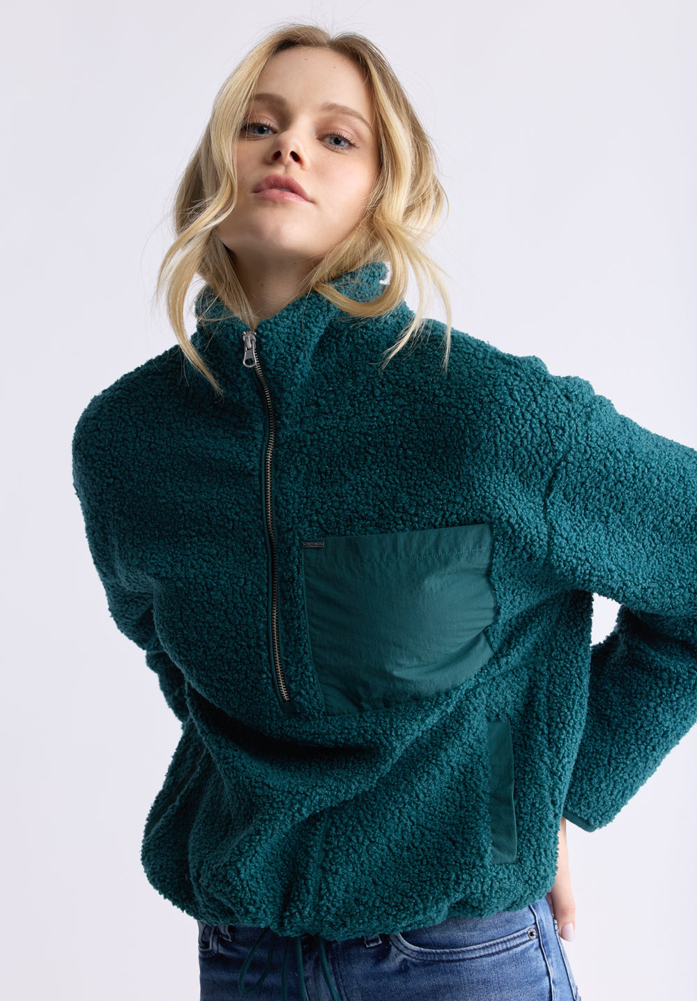 Sena Women's Sherpa Jacket with Chest Pocket, Dark Sea – Buffalo Jeans