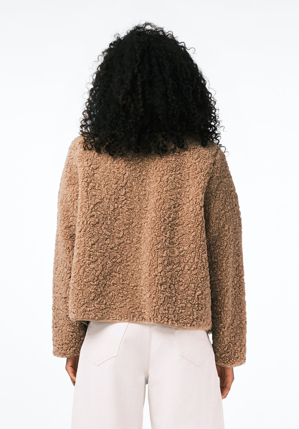 Gwynne Women's Plush Faux-Shearling Teddy Zip Jacket, BISCOTTI