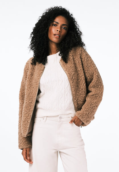 Updated upstream Gwynne Plush Faux Shearling Teddy Zip Jacket