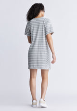 Buffalo David Bitton Delfina Women's T-Shirt Dress, Grey and White Striped - KD0006S Color LT HR GREY