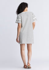 Buffalo David Bitton Delfina Women's T-Shirt Dress, White and Black Striped - KD0006S Color WHITE