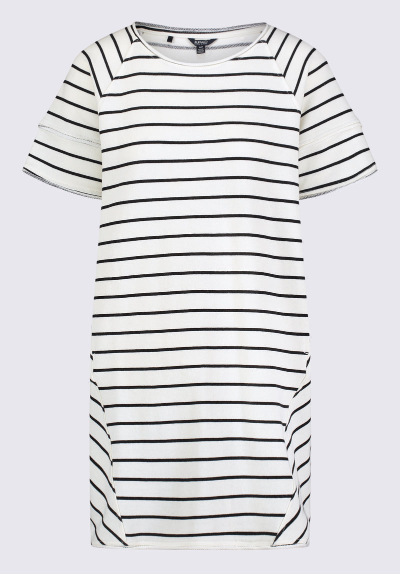 Buffalo David Bitton Delfina Women's T-Shirt Dress, White and Black Striped - KD0006S Color 