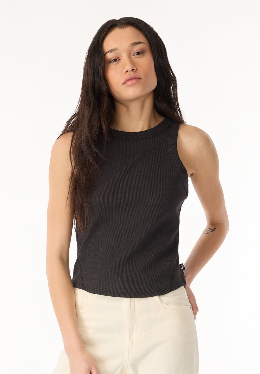 Regine Women's Ribbed Tank Top, Carbon black – Buffalo Jeans