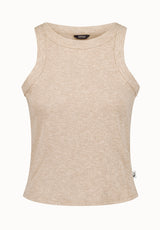 Regine Women's Ribbed Tank Top, Flax Beige - KT0119H